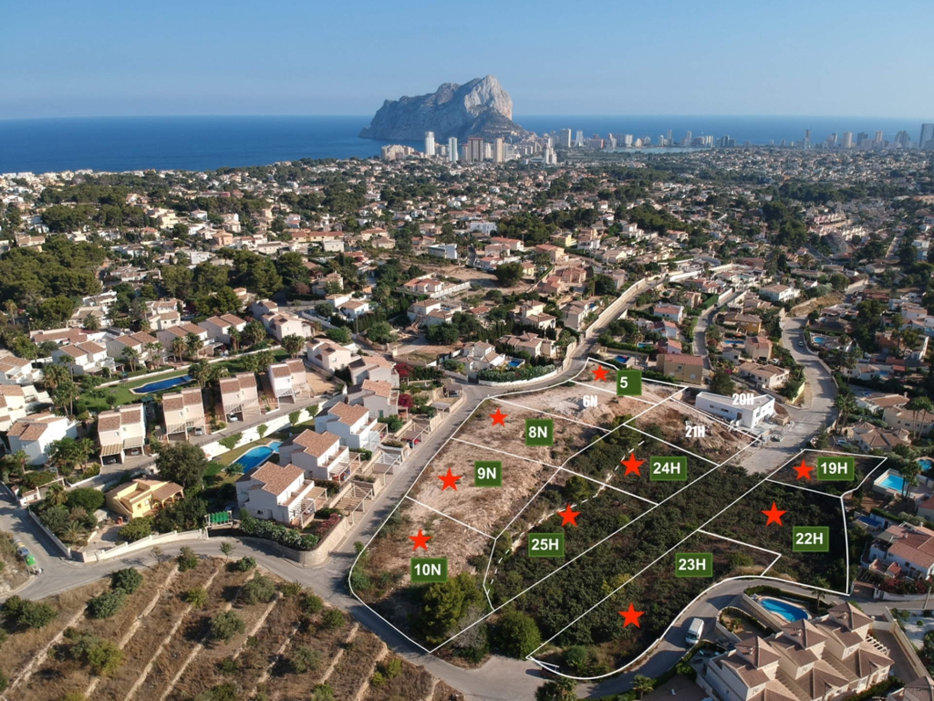 Venta de 5 parcelas en Calpe.